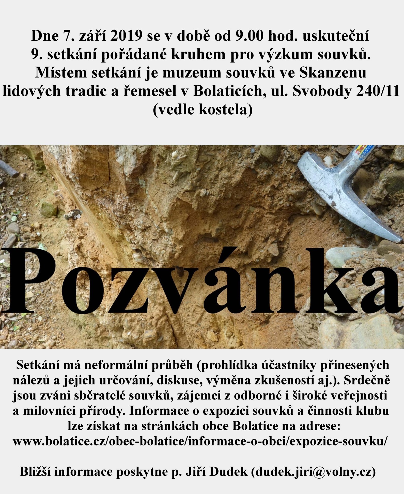 Pozvánka na setkání 7. 9. 2019